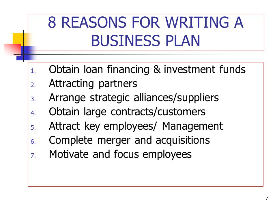 reasons for a business plan